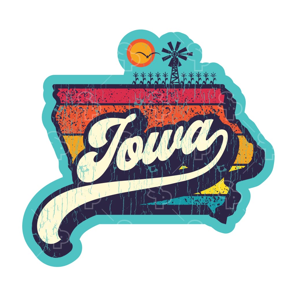 Sticker Pack | 10957 - Gritty Retro States - Iowa