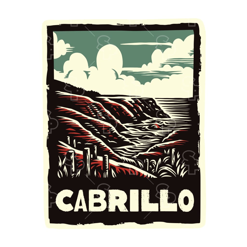 17483 - Linocut Rectangle - Cabrillo National Monument