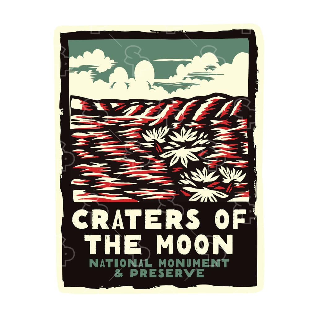 19152 - Linocut - Flora - Bitterroot - Craters of The Moon