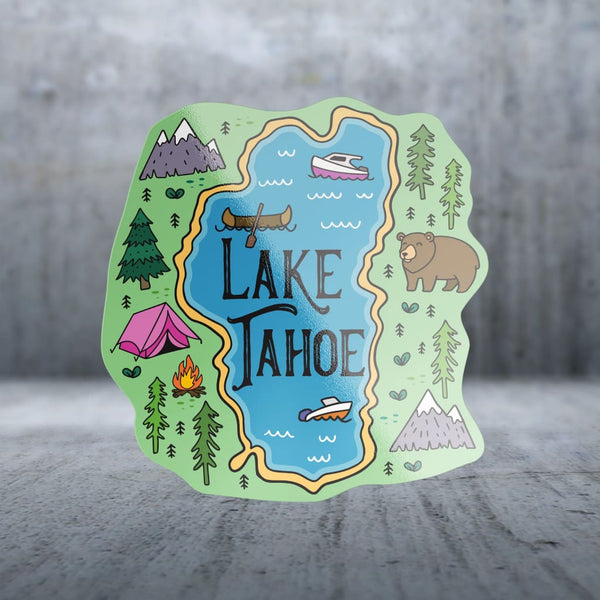 Sticker Pack | 19493 - Lake Lap Map - Lake Tahoe
