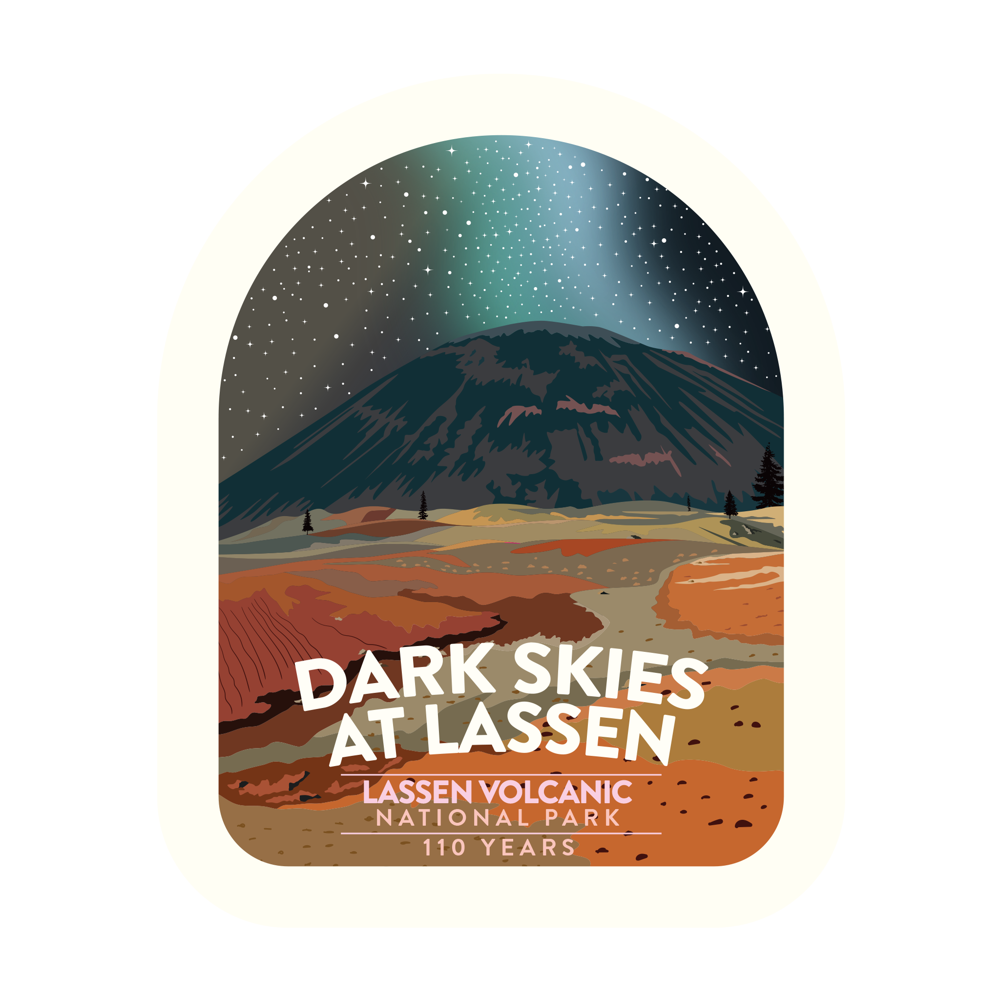 20548 - Clean NP Badge - Lassen Volcanic - Night Sky