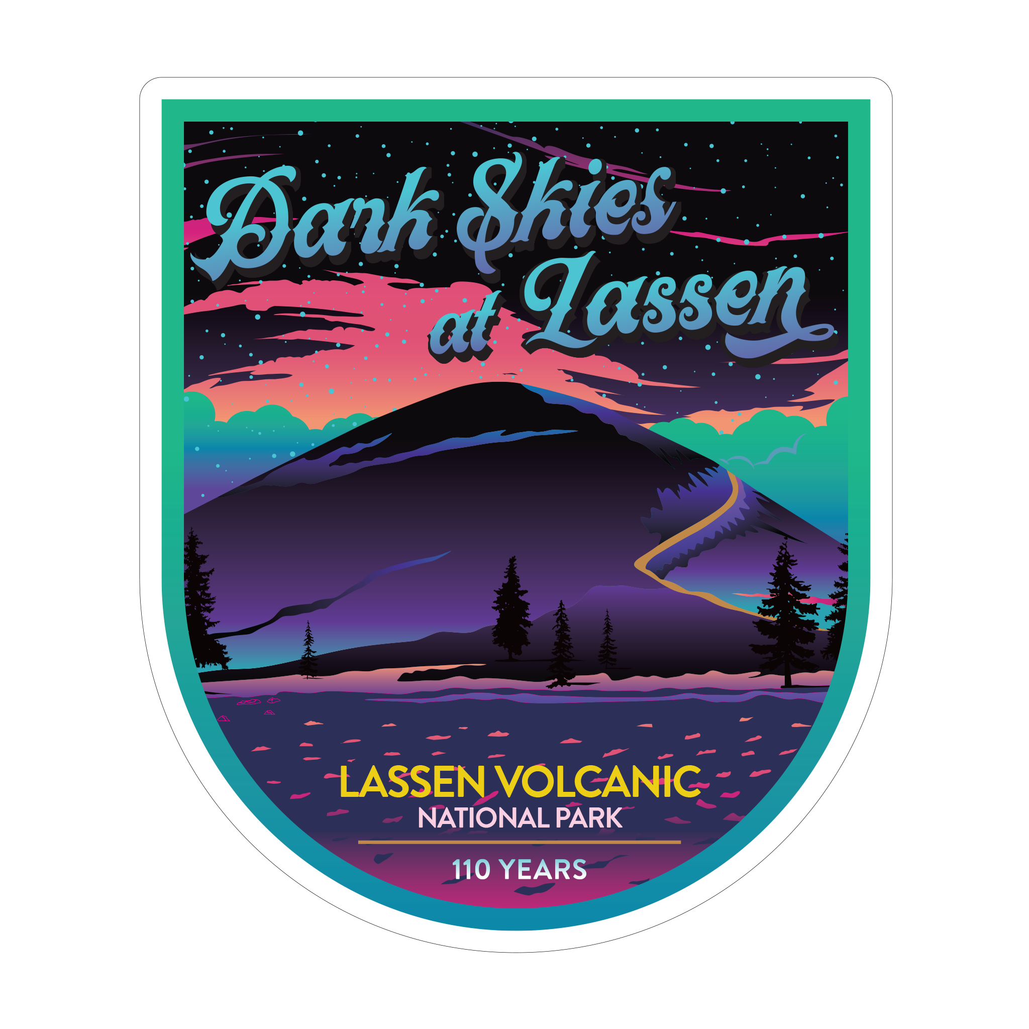 20549 - Neon Night - Lassen Volcanic - Night Sky