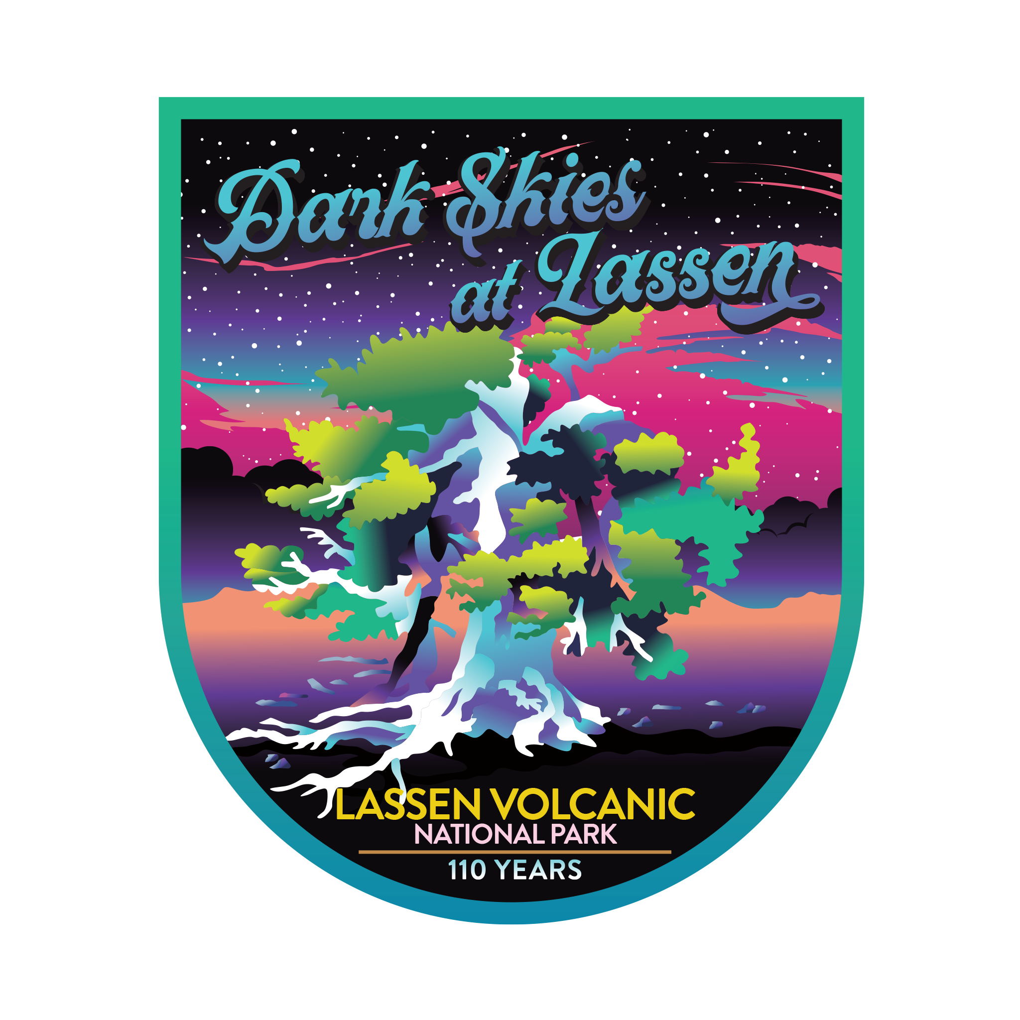 20552 - NP - Neon Night - Lassen Volcanic - Night Sky