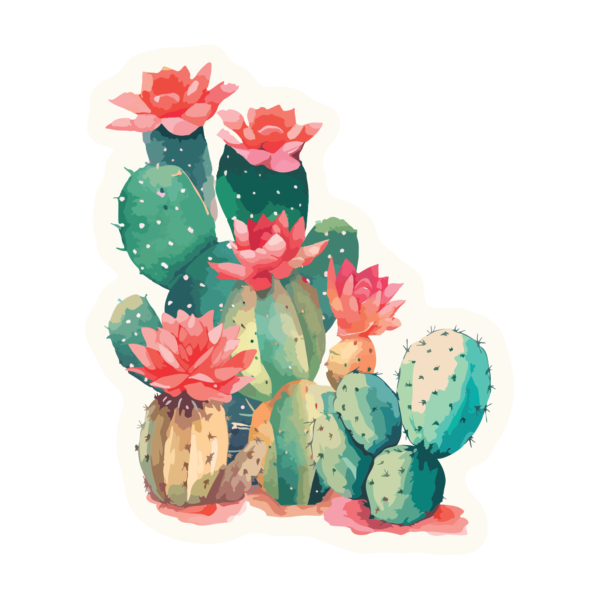 20686 - Colorful Shading - Cactus Blooms