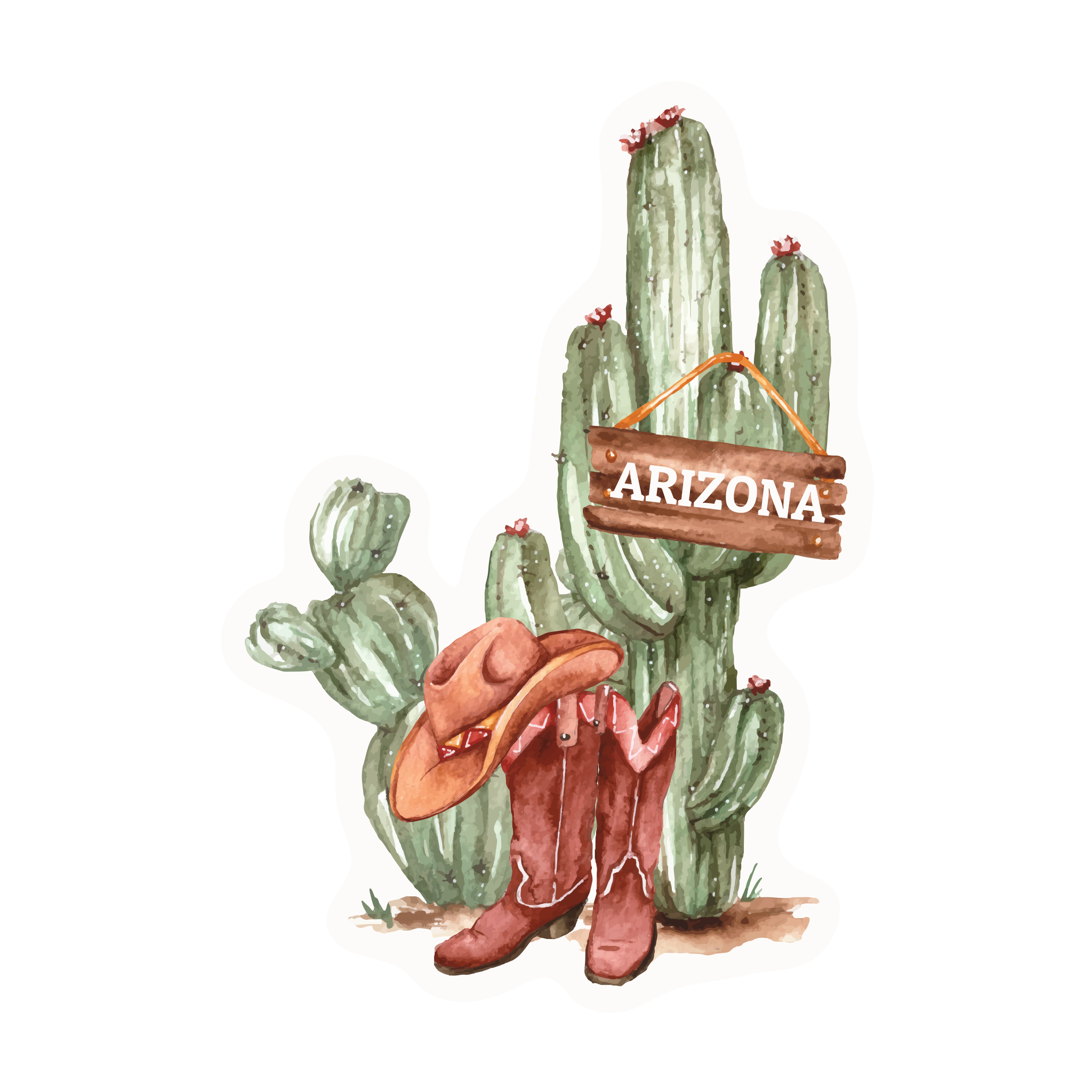 20692 - Watercolor Wash - Cactus Sign Hat and Boots