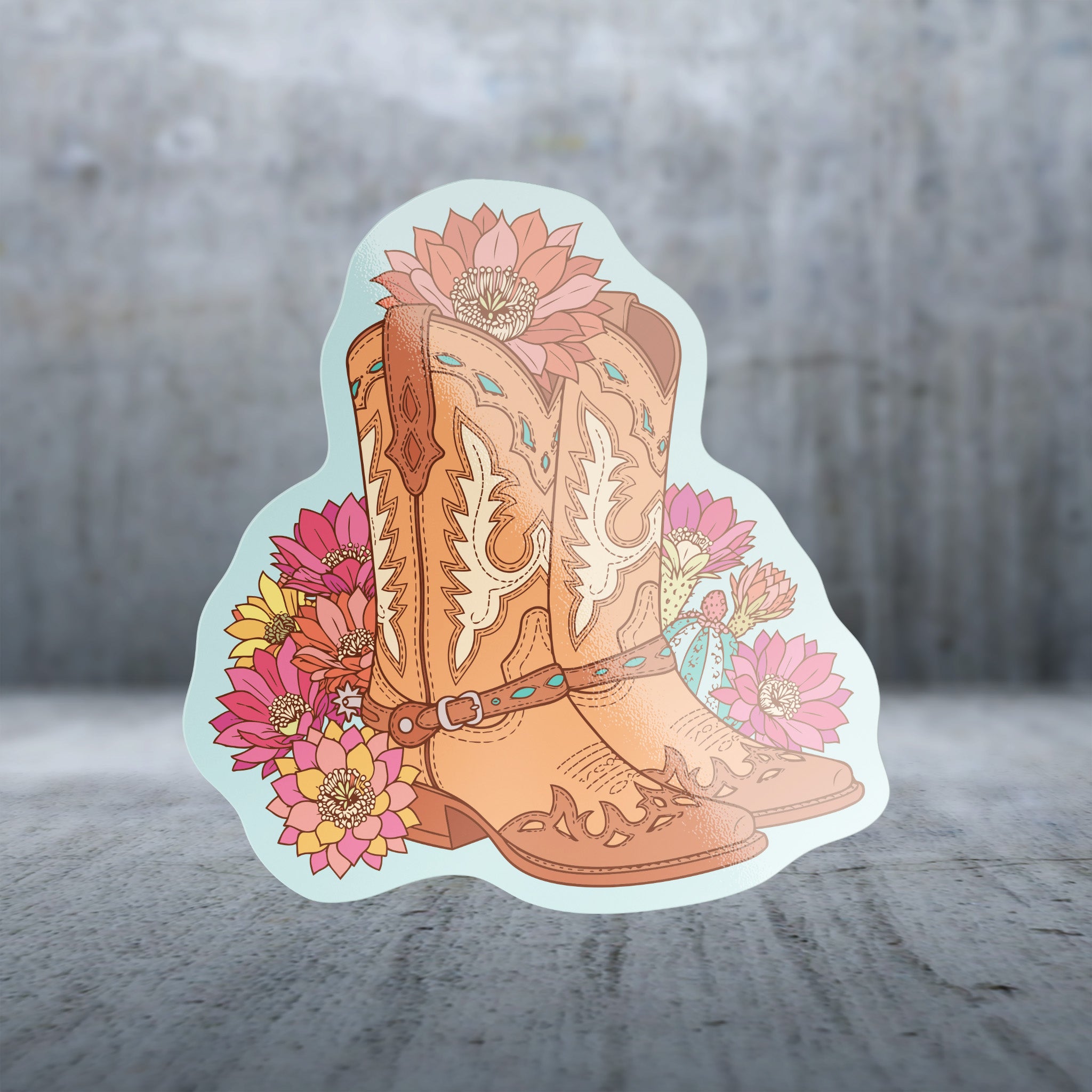 20694 - Colorful Pop Flowers - Cowboy Boots