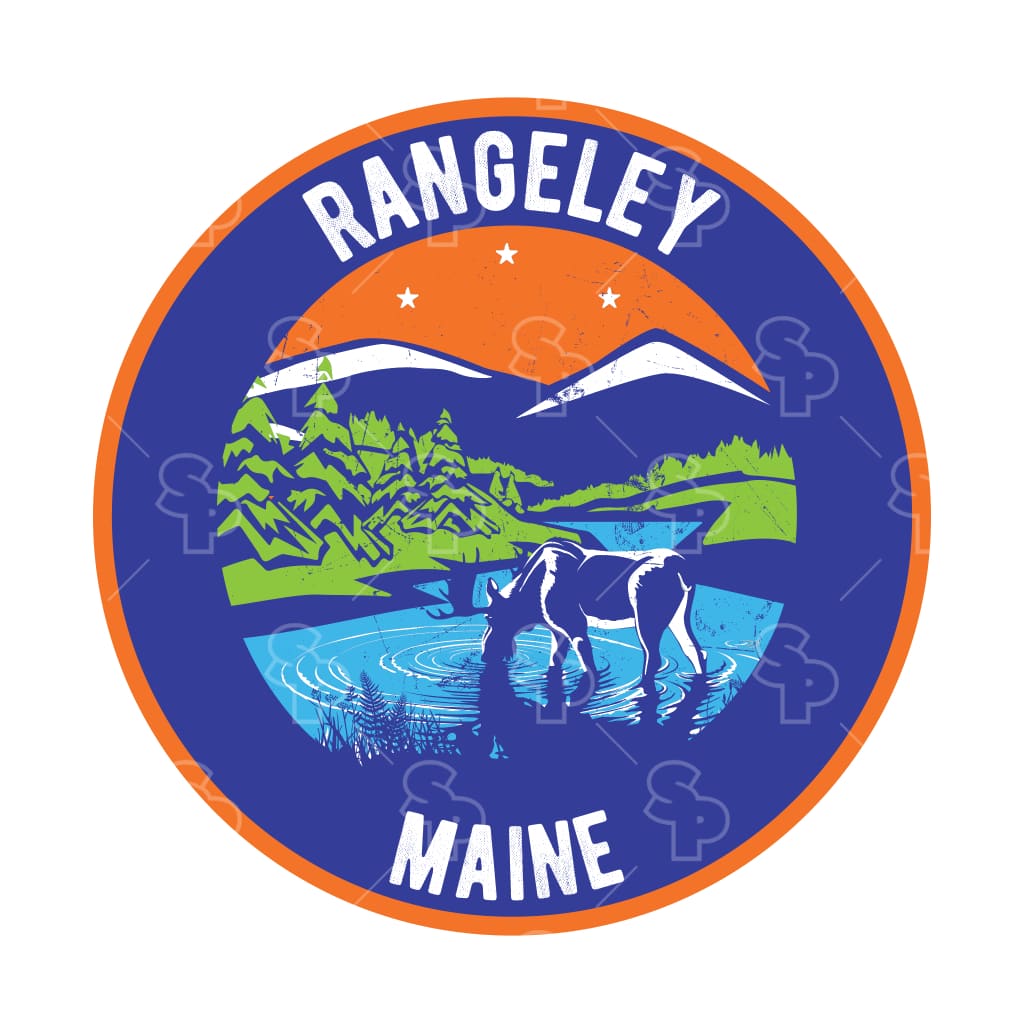 213 - Orange and Blue Moose Badge