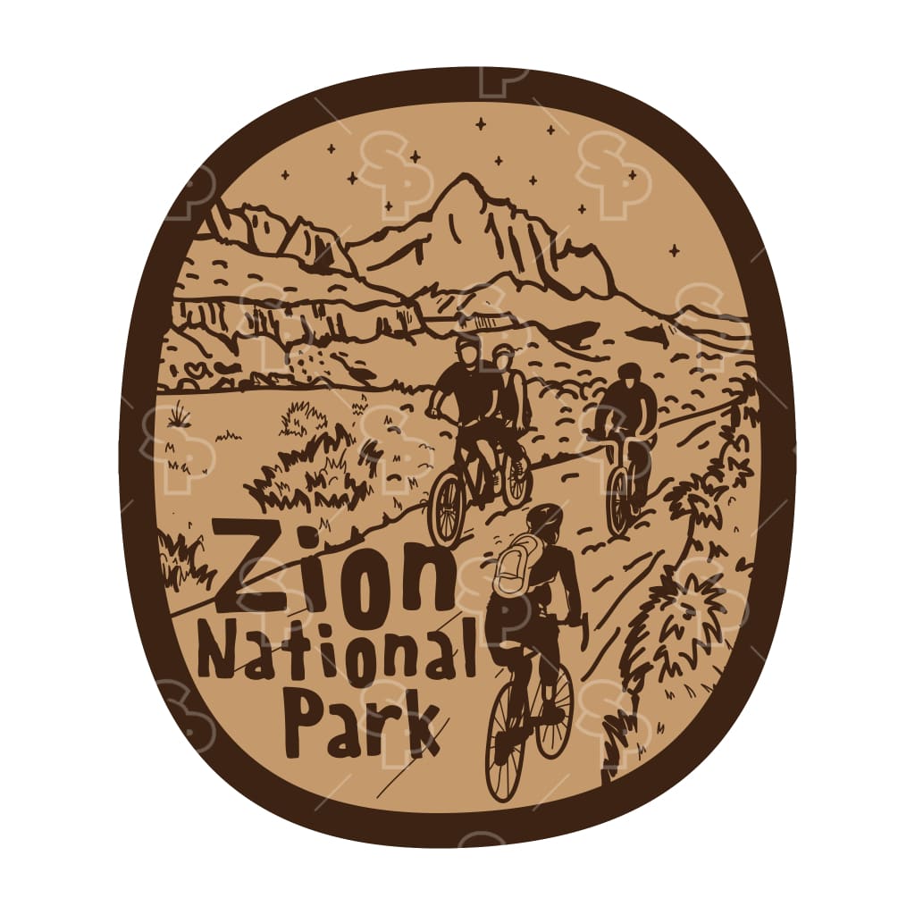 582 - Zion Bike Line Art