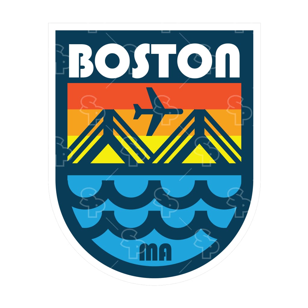 6498 - Retro Shield Plane Over Boston Bridge